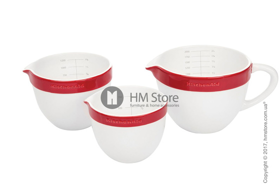 Набор емкостей для приготовления KitchenAid Ceramic 3 предмета, Empire Red  Набор емкостей для приготовления KitchenAid Ceramic 3 предмета, Empire Red