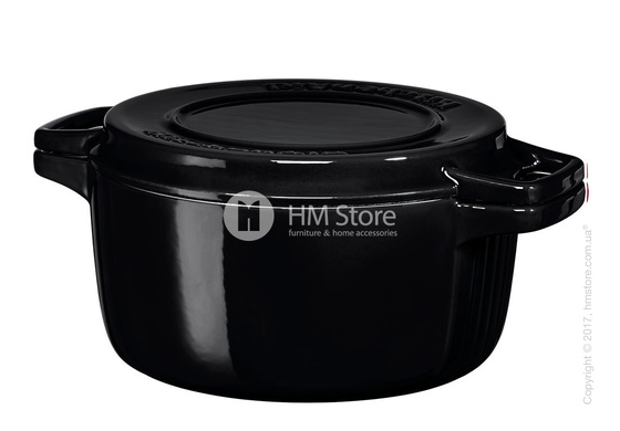 Кастрюля чугунная KitchenAid Cast Iron 24 см, Onyx Black