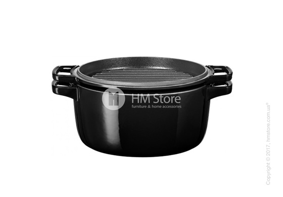 Кастрюля чугунная KitchenAid Cast Iron 24 см, Onyx Black