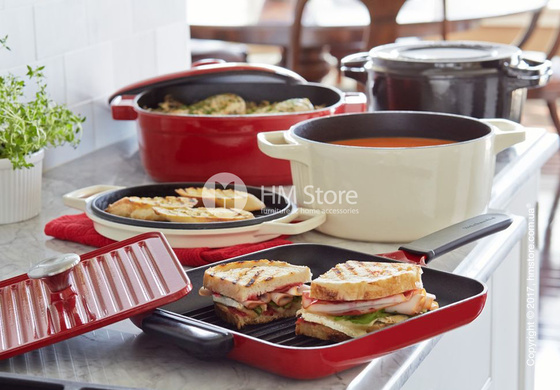 Кастрюля чугунная KitchenAid Cast Iron 28 см, Almond Cream