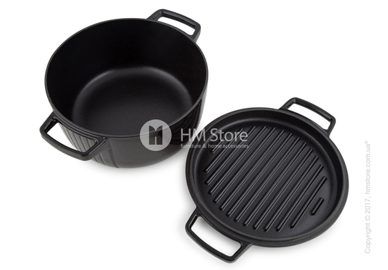Кастрюля чугунная KitchenAid Cast Iron 28 см, Onyx Black