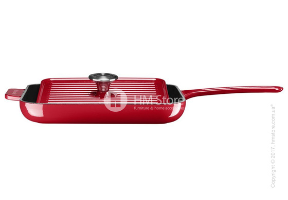 Сковорода чугунная с прессом KitchenAid Grill and Panini 25x25 см, Empire Red