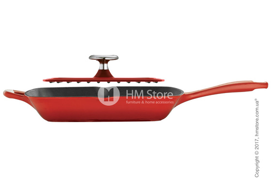 Сковорода чугунная с прессом KitchenAid Grill and Panini 25x25 см, Empire Red Сковорода чугунная с прессом KitchenAid Grill and Panini 25x25 см, Empire Red