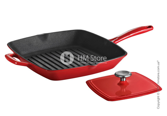 Сковорода чугунная с прессом KitchenAid Grill and Panini 25x25 см, Empire Red Сковорода чугунная с прессом KitchenAid Grill and Panini 25x25 см, Empire Red