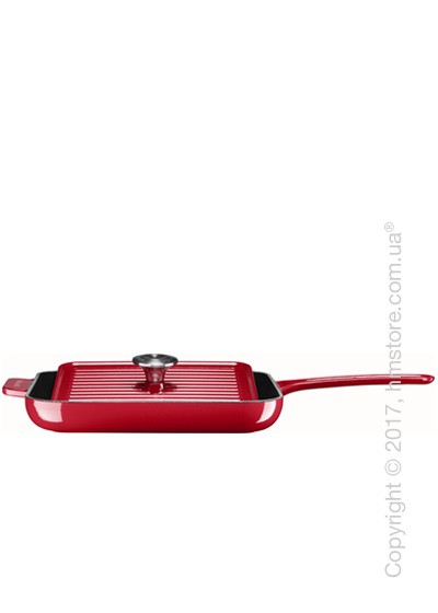 Сковорода чугунная с прессом KitchenAid Grill and Panini 25x25 см, Empire Red