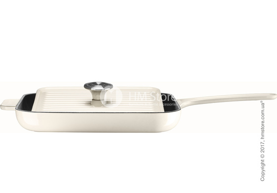 Сковорода чугунная с прессом KitchenAid Grill and Panini 25x25 см, Almond Cream