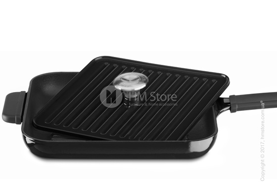 Сковорода чугунная с прессом KitchenAid Grill and Panini 25x25 см, Onyx Black