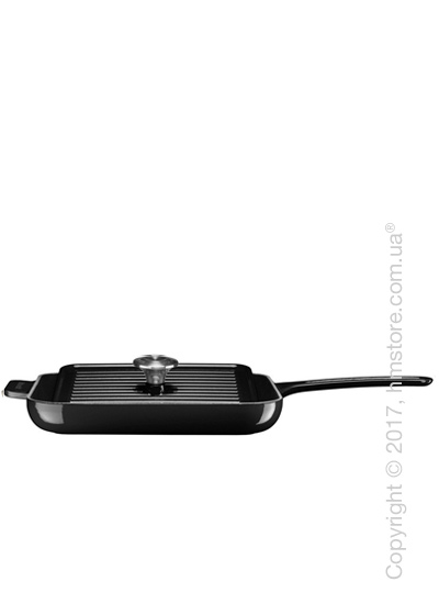 Сковорода чугунная с прессом KitchenAid Grill and Panini 25x25 см, Onyx Black