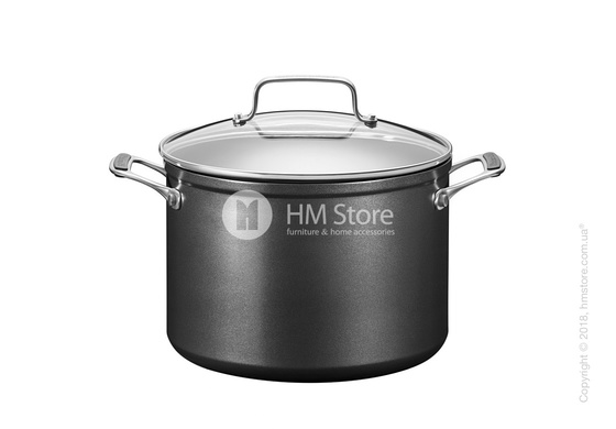 Кастрюля с крышкой KitchenAid Stockpot серия Hard Anodized 24 см, Black