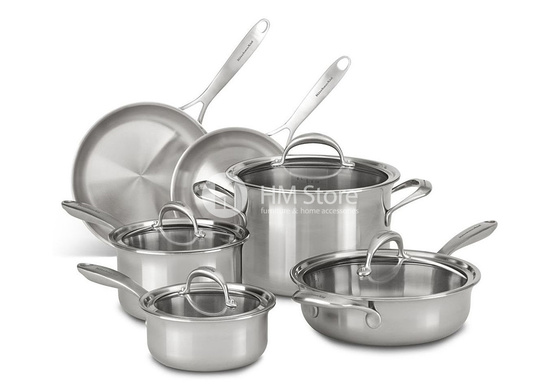 Сковорода KitchenAid Skillet серия 5-Ply Copper Core 25.4 см, Stainless Steel 