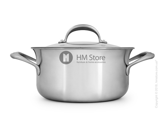 Кастрюля низкая с крышкой KitchenAid серия 5-Ply Copper Core 5.68 л, Stainless Steel