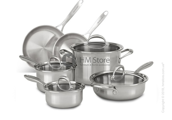 Кастрюля с крышкой KitchenAid Casserole серия 5-Ply Copper Core 7.57 л, Stainless Steel
