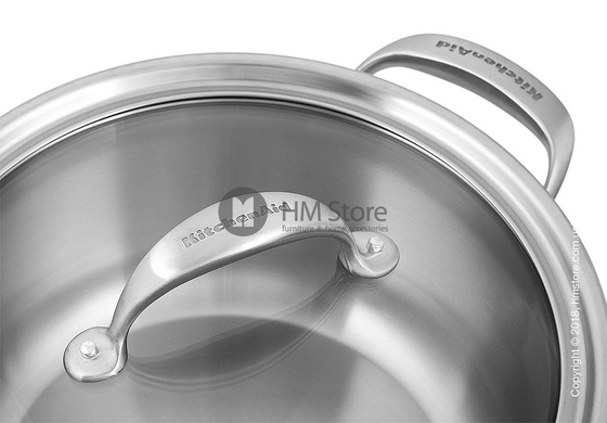 Кастрюля с крышкой KitchenAid Casserole серия 5-Ply Copper Core 7.57 л, Stainless Steel