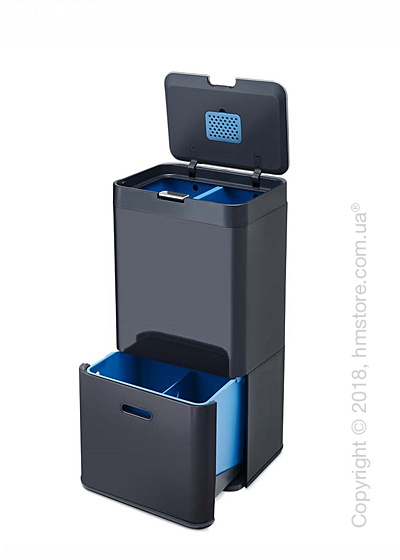Универсальный контейнер для сортировки мусора Joseph Joseph Intelligent Waste Totem 58 л, Graphite