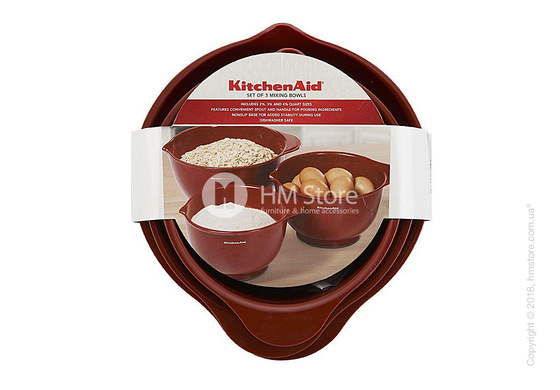 Набор емкостей для смешивания KitchenAid 3 предмета, Empire Red