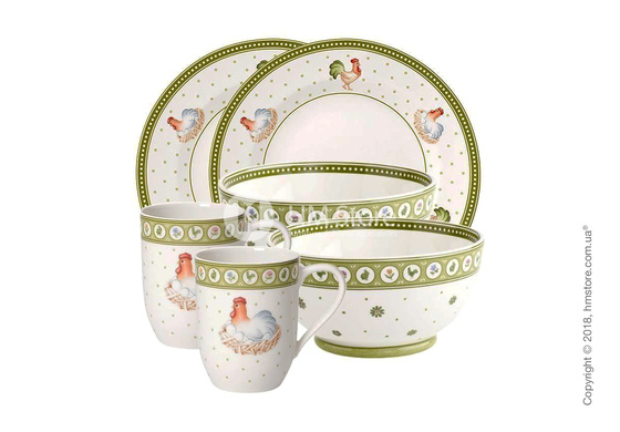 Набор фарфоровой посуды Villeroy & Boch коллекция Farmers Spring на 2 персоны, 6 предметов