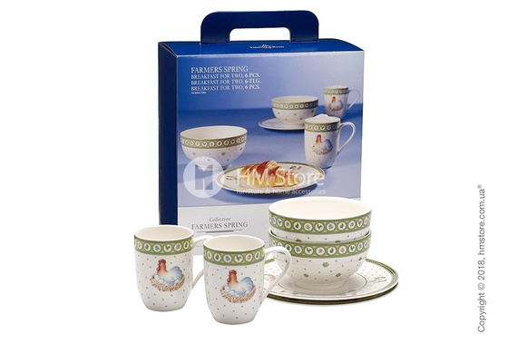 Набор фарфоровой посуды Villeroy & Boch коллекция Farmers Spring на 2 персоны, 6 предметов