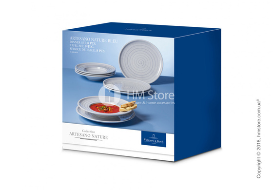 Набор фарфоровой посуды Villeroy & Boch коллекция Artesano Nature на 4 персоны, 8 предметов, Blue