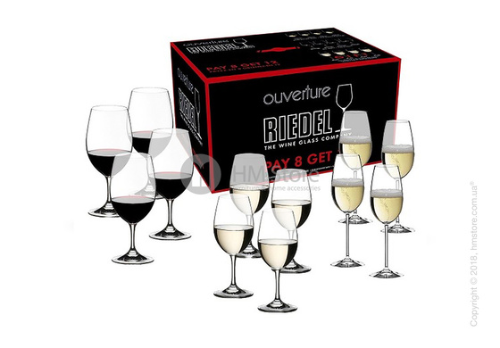 Набор бокалов для белого, красного и шампанского вин Riedel Ouverture New на 4 персоны, 12 предметов