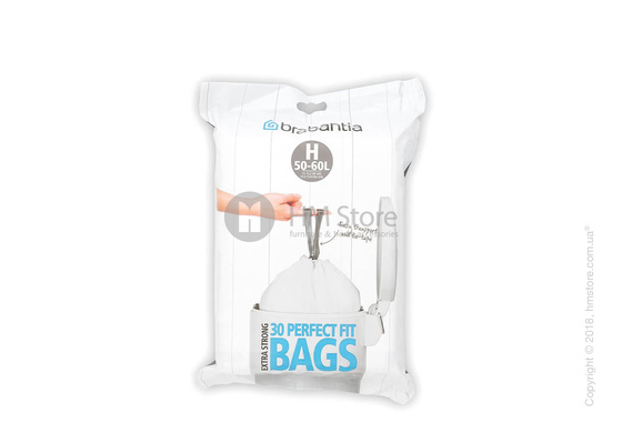 Набор пакетов для мусора Brabantia PerfectFit Bags Code H на 50/60 л, 30 штук Набор пакетов для мусора Brabantia PerfectFit Bags Code H на 50/60 л, 30 штук