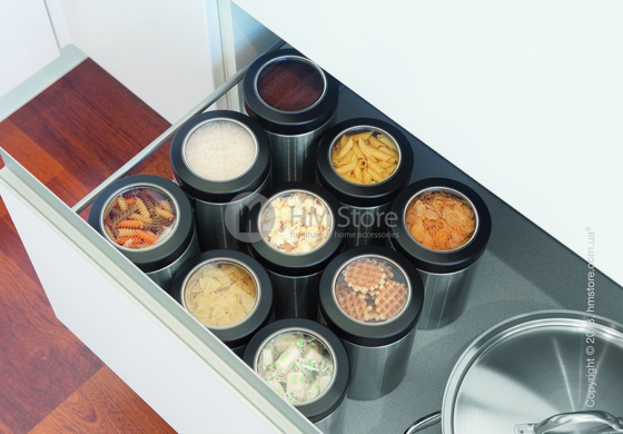 Емкость для хранения сыпучих продуктов Brabantia Window Lid 1,4 л, Metallic Grey