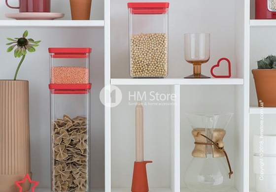 Емкость для хранения сыпучих продуктов Brabantia Square Canister 2,5 л, Red