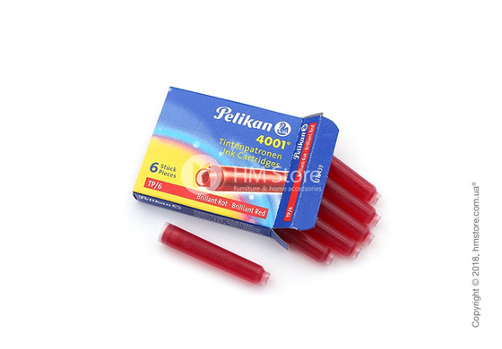 Набор сменных картриджей Pelikan для перьевой ручки, 6 предметов, Brilliant Red