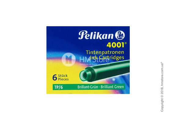 Набор сменных картриджей Pelikan для перьевой ручки, 6 предметов, Brilliant Green