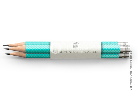 Комплект простых карандашей Graf von Faber-Castell 3 Pocket Pencils Guilloche, Turquoise