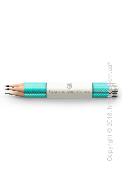 Комплект простых карандашей Graf von Faber-Castell 3 Pocket Pencils Guilloche, Turquoise