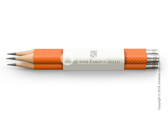 Комплект простых карандашей Graf von Faber-Castell 3 Pocket Pencils Guilloche, Burned Orange