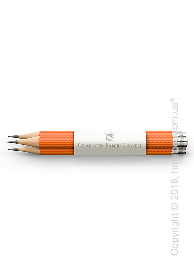 Комплект простых карандашей Graf von Faber-Castell 3 Pocket Pencils Guilloche, Burned Orange