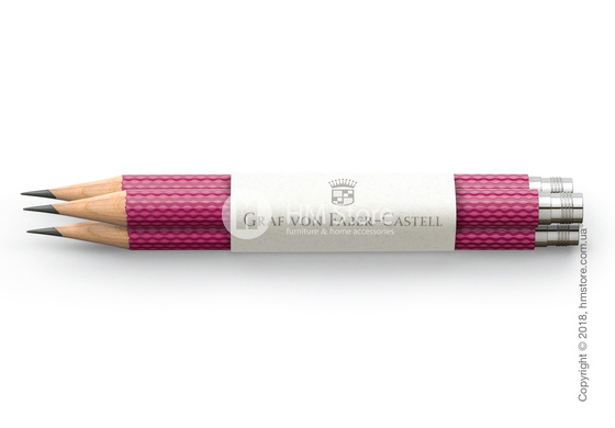 Комплект простых карандашей Graf von Faber-Castell 3 Pocket Pencils Guilloche, Electric Pink