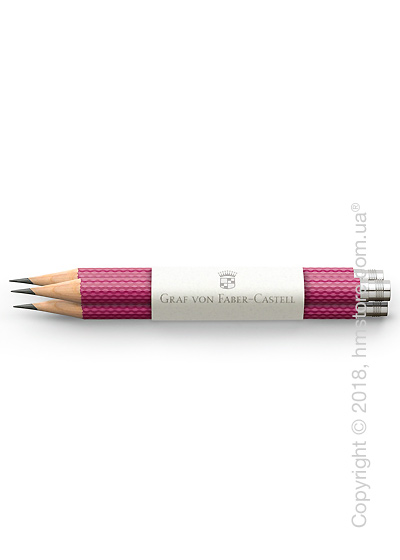 Комплект простых карандашей Graf von Faber-Castell 3 Pocket Pencils Guilloche, Electric Pink