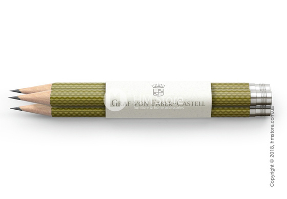 Комплект простых карандашей Graf von Faber-Castell 3 Pocket Pencils Guilloche, Olive Green Комплект простых карандашей Graf von Faber-Castell 3 Pocket Pencils Guilloche, Olive Green