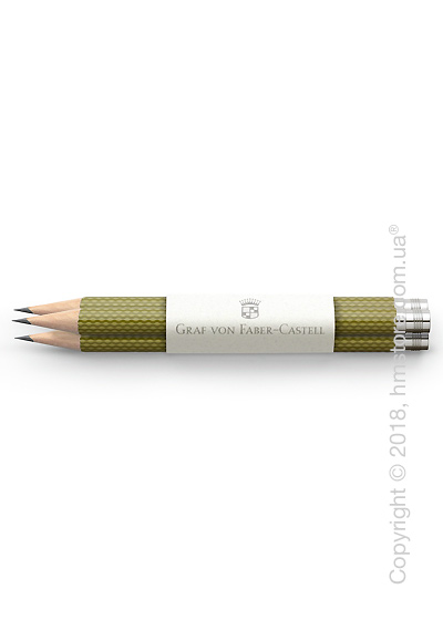 Комплект простых карандашей Graf von Faber-Castell 3 Pocket Pencils Guilloche, Olive Green