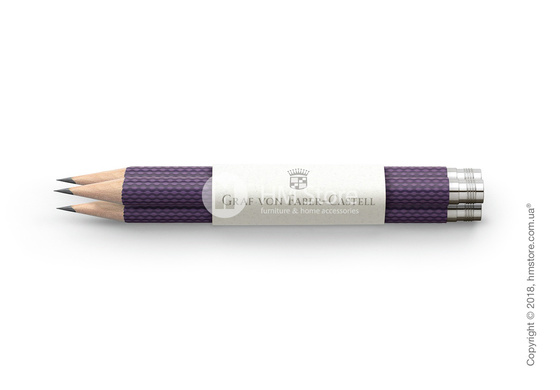 Комплект простых карандашей Graf von Faber-Castell 3 Pocket Pencils Guilloche, Violet Blue