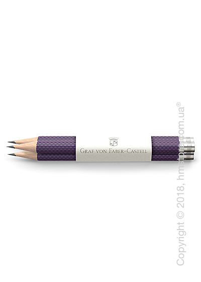 Комплект простых карандашей Graf von Faber-Castell 3 Pocket Pencils Guilloche, Violet Blue