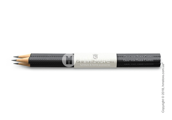 Комплект простых карандашей Graf von Faber-Castell 3 Graphite Pencils Guilloche, Black