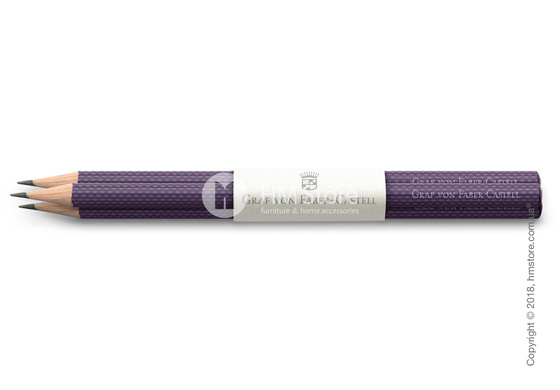 Комплект простых карандашей Graf von Faber-Castell 3 Graphite Pencils Guilloche, Violet Blue