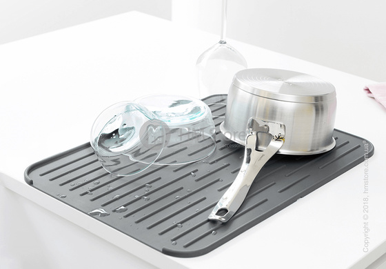 Коврик-сушка для посуды Brabantia Silicone Printing Mat, Dark Grey