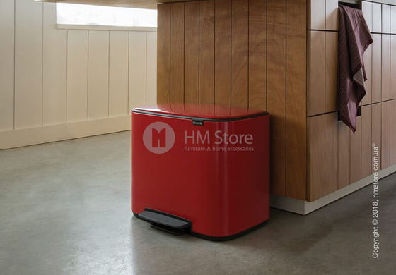 Ведро для сортировки мусора двухсекционное Brabantia Bo Pedal Bin 11/23 л, Passion Red