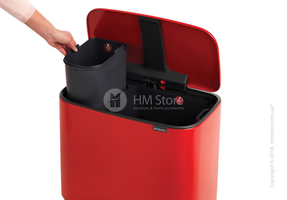 Ведро для сортировки мусора двухсекционное Brabantia Bo Pedal Bin 11/23 л, Passion Red