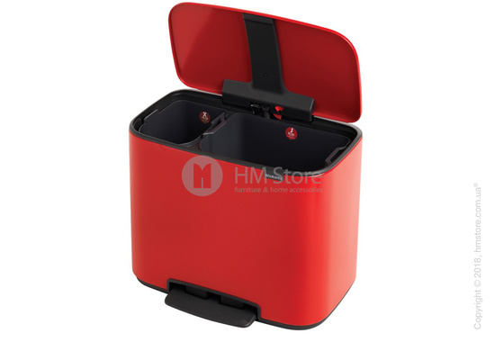Ведро для сортировки мусора двухсекционное Brabantia Bo Pedal Bin 11/23 л, Passion Red
