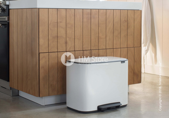 Ведро для сортировки мусора двухсекционное Brabantia Bo Pedal Bin 11/23 л, White
