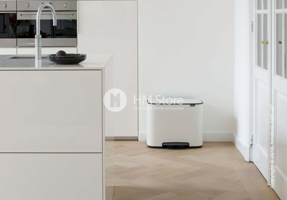 Ведро для сортировки мусора двухсекционное Brabantia Bo Pedal Bin 11/23 л, White