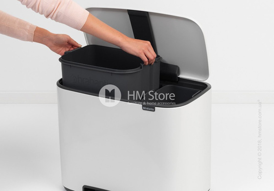 Ведро для сортировки мусора двухсекционное Brabantia Bo Pedal Bin 11/23 л, White