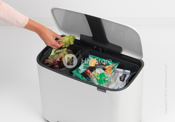 Ведро для сортировки мусора двухсекционное Brabantia Bo Pedal Bin 11/23 л, White