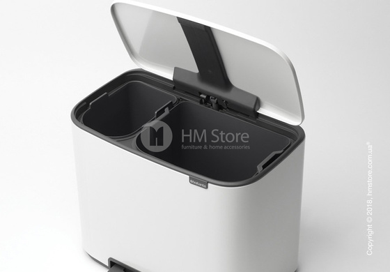 Ведро для сортировки мусора двухсекционное Brabantia Bo Pedal Bin 11/23 л, White