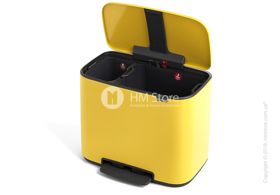 Ведро для сортировки мусора двухсекционное Brabantia Bo Pedal Bin 11/23 л, Daisy Yellow